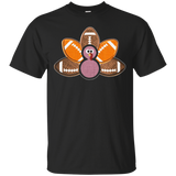 Cute Turkey And Football Tshirt For Thanksgiving_black