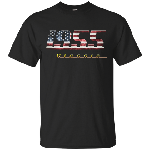 1955 Classic Shirt Vintage Retro Style With Us Flag_black