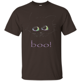 Handdrawn Black Cat Boo Halloween Teen Girl T Shirt_black=