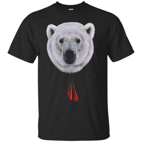 Sharp Looking Polar Bear in Black Suit with Red Tie T-Shirt_Black