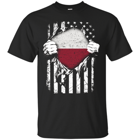 Super Poland Hearts American Patriot Flag Polish TShirt_Black