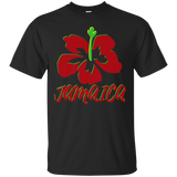 Women's Mi Love Jamaica Red Hibiscus Souvenir T-Shirt_Black