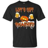 Halloween T-shirt Pumpkin Says Let's Get Smashed Drink Gift_black=