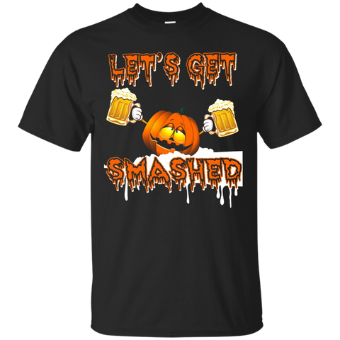 Halloween T-shirt Pumpkin Says Let's Get Smashed Drink Gift_black=