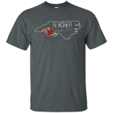 Teacher North Carolina Map T-shirt Educational Symbol_Black