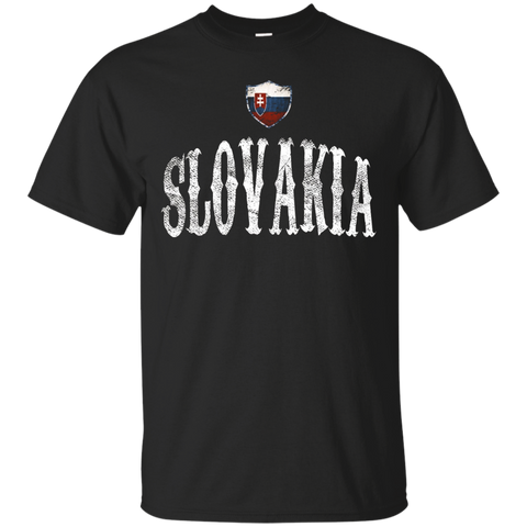 Vintage Slovakia Flag T-shirt Slovaks Pride Soccer Sports_Black