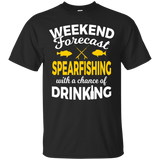 Weekend Forecast Funny Drinking and Spearfishing T Shirt_Black