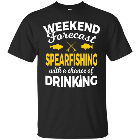 Weekend Forecast Funny Drinking and Spearfishing T Shirt_Black