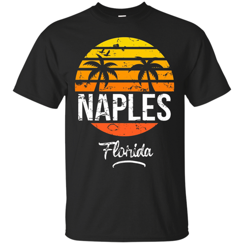 Naples Florida Vintage T Shirt Retro Beach Style_Black