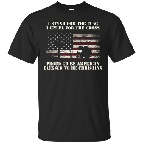 Stand For The Flag Kneel For The Cross T-shirt Usa Proud_black=