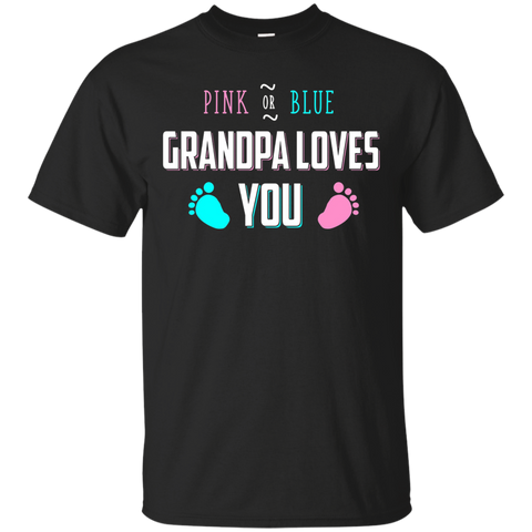 Mens Pink Or Blue Grandpa Loves You Baby Gender Reveal T-shirt_black=