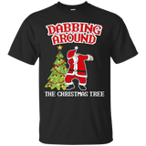 Cute Dabbing Around The Christmas Tree T Shirt Santa Swag_black