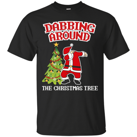 Cute Dabbing Around The Christmas Tree T Shirt Santa Swag_black