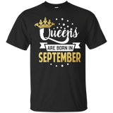 Queens Are Born In September T-shirt Birthday Funny Plus Siz_black=