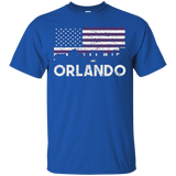 Orlando FL American Flag Skyline Distressed T-Shirt_Black