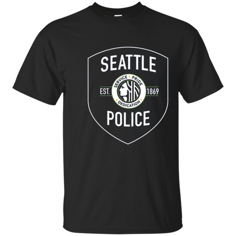 Seattle Police Dept Shield Badge T Shirt Tee_Navy