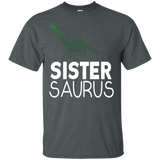 Sister Saurus Dinosaur Shirt Matching Family Tribe Daughter_Black