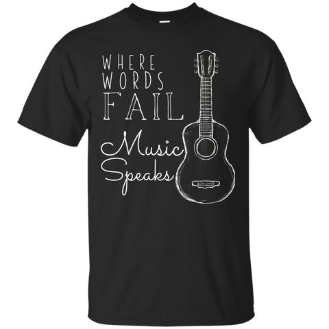 Where Words Fail Music Speaks Custom Printed Graphic T-Shirt_Black