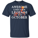 Unicorn Legends Born In October Birthday Shirt_black=