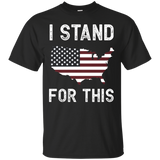 I Stand For This - I Don't Kneel American Flag Map Shirt_black