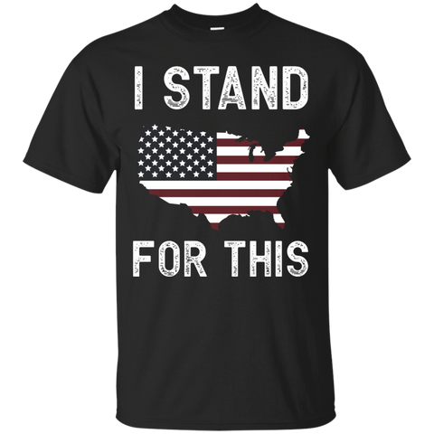 I Stand For This - I Don't Kneel American Flag Map Shirt_black