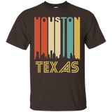 Retro 1970's Houston Texas Cityscape Downtown Skyline Shirt_Black