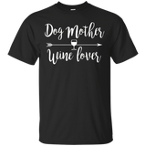 Womens Dog Mother Wine Lover T-Shirt_Black