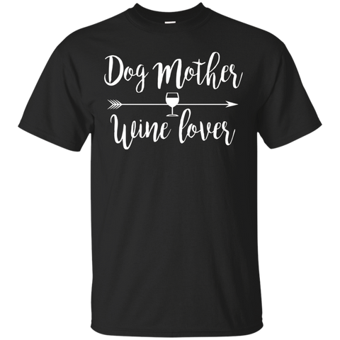 Womens Dog Mother Wine Lover T-Shirt_Black