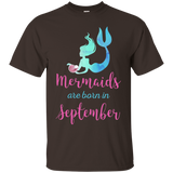 Mermaids Are Born in September Shirt Birthday Gift_Black