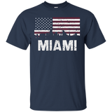 Miami FL American Flag Skyline Distressed T-Shirt_Black