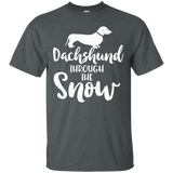 Dachshund Through The Snow Funny Christmas Holiday T-shirt_black=