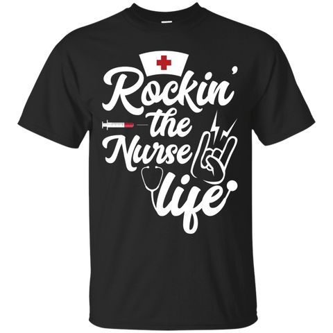 Rockin' The Nurse Life T Shirt Funny Professional Hospital_Black
