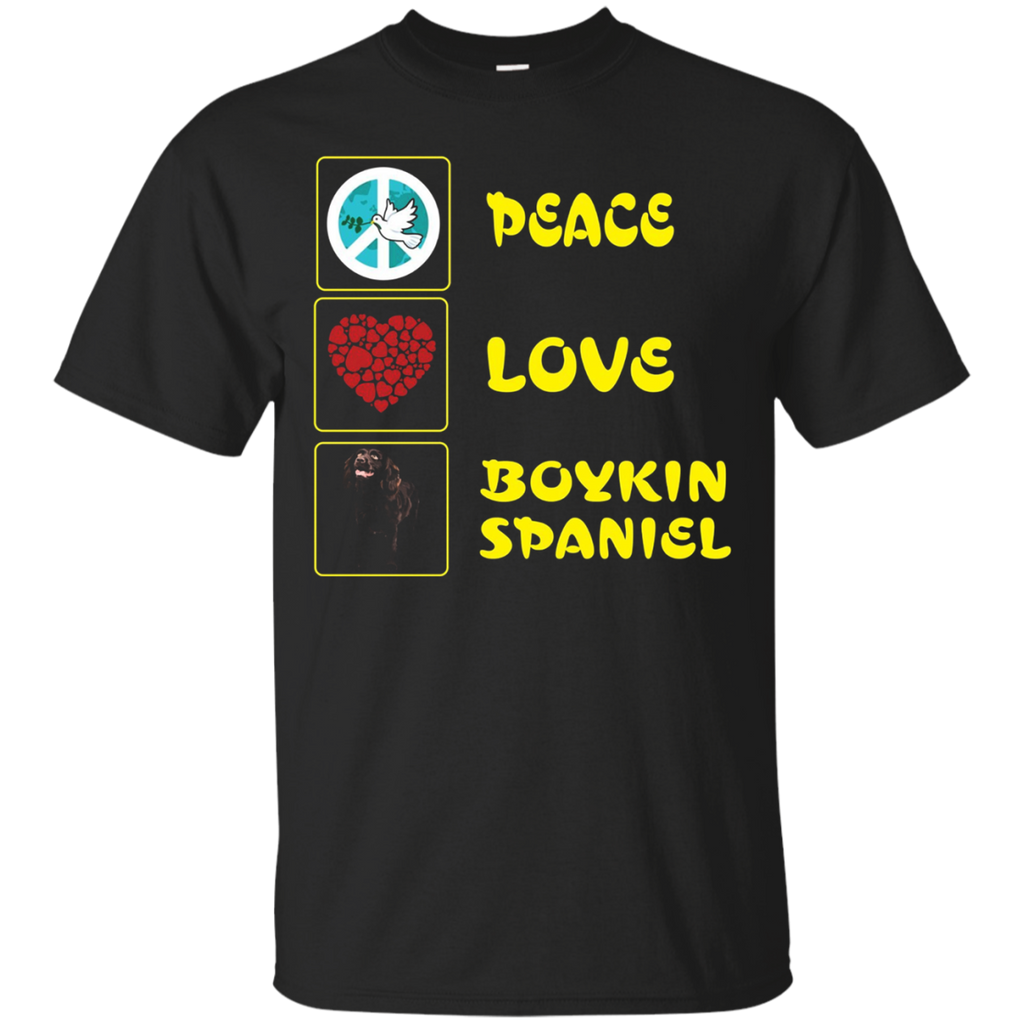 Peace Love Boykin Spaniel Dog For Happy Peace Day T-Shirt_Black