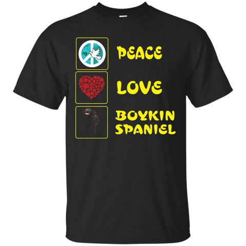 Peace Love Boykin Spaniel Dog For Happy Peace Day T-Shirt_Black