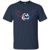 Cafe Racer Typography Red Blue Wing Graphic Tshirt Tee_black