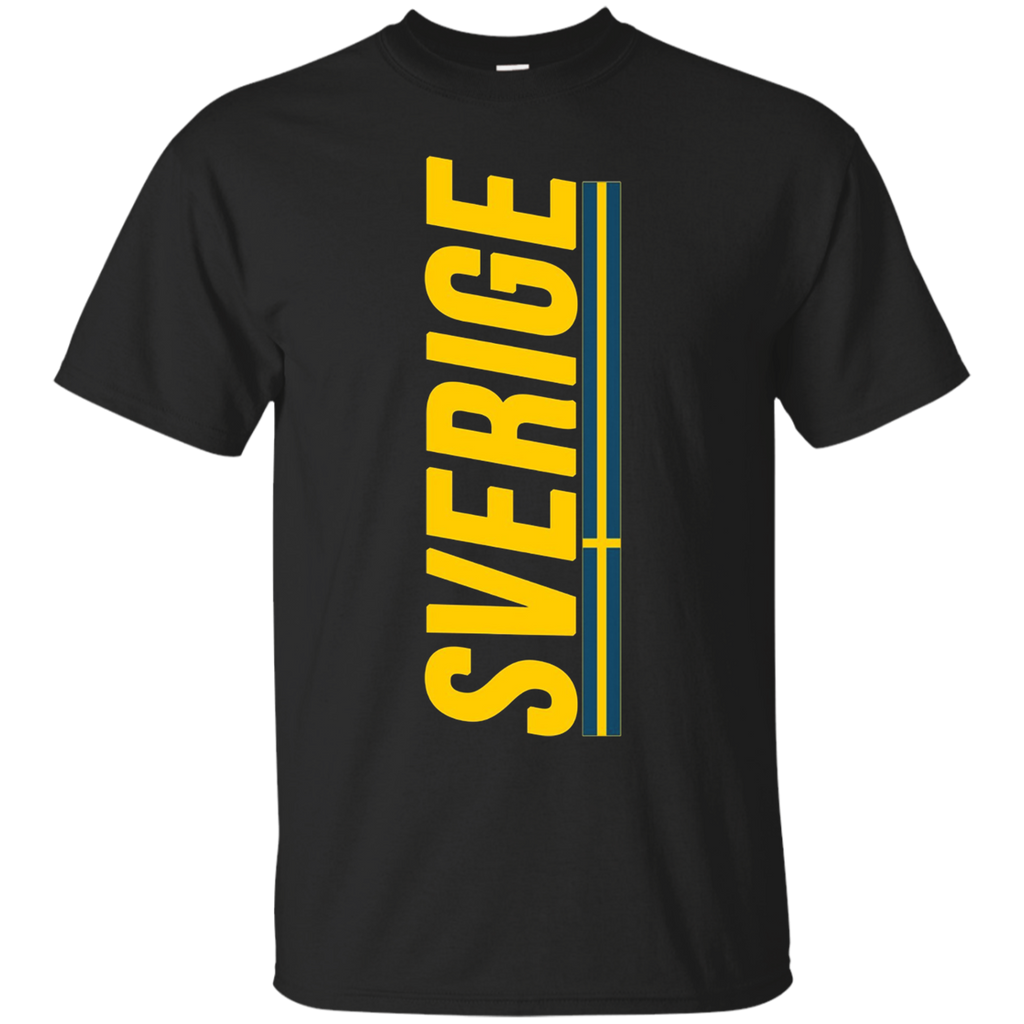 SVERIGE T-shirt Swedish Flag Tee Vacation Travel Souvenir_Black