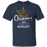 Queens Are Born in August Birthday B-day Gift T-shirt_Black