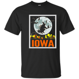 Retro IOWA Halloween Witch Eclipse Shirt Black Cat Broom_Navy