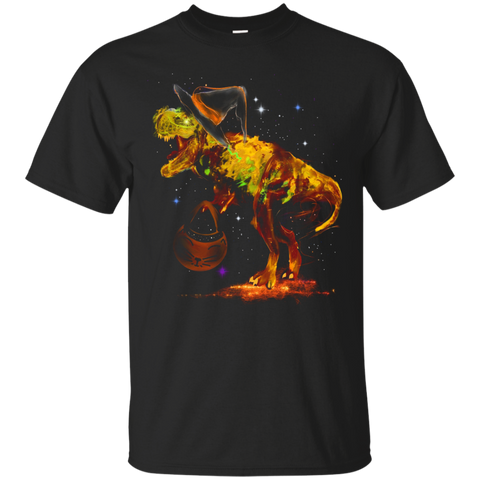 Colorful Funny Halloween T-rex Dinosaur Witch T-shirt_black=