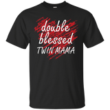 Double Blessed Twin Mama T Shirt Women's Mother Gift Mom_black