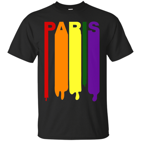 Paris France Rainbow Wet Paint LGBT Gay Pride T-Shirt_Black
