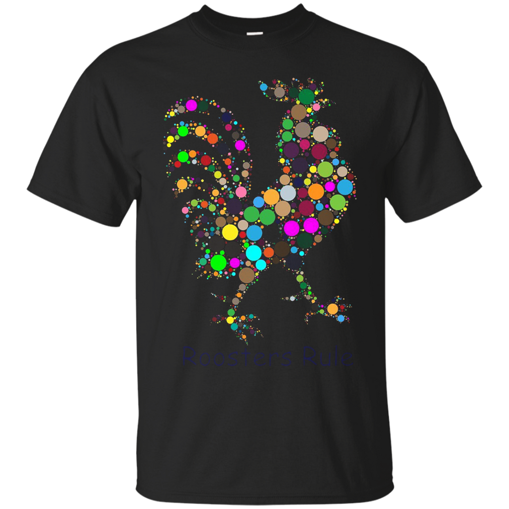 Roosters Rule Abstract Tshirt Tee_Black