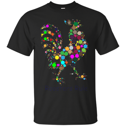 Roosters Rule Abstract Tshirt Tee_Black