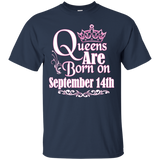 Queens Are Born On September 14th Funny Birthday T-Shirt_Black