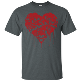 Skull Heart! Goth Dripping Blood T-Shirt_Black