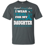 Teal Ribbon For My Daughter. Ovarian Cancer Awareness Shirt_Black