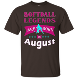 Top Girls Softball Legends Born in August Fun Gift TShirt_Black