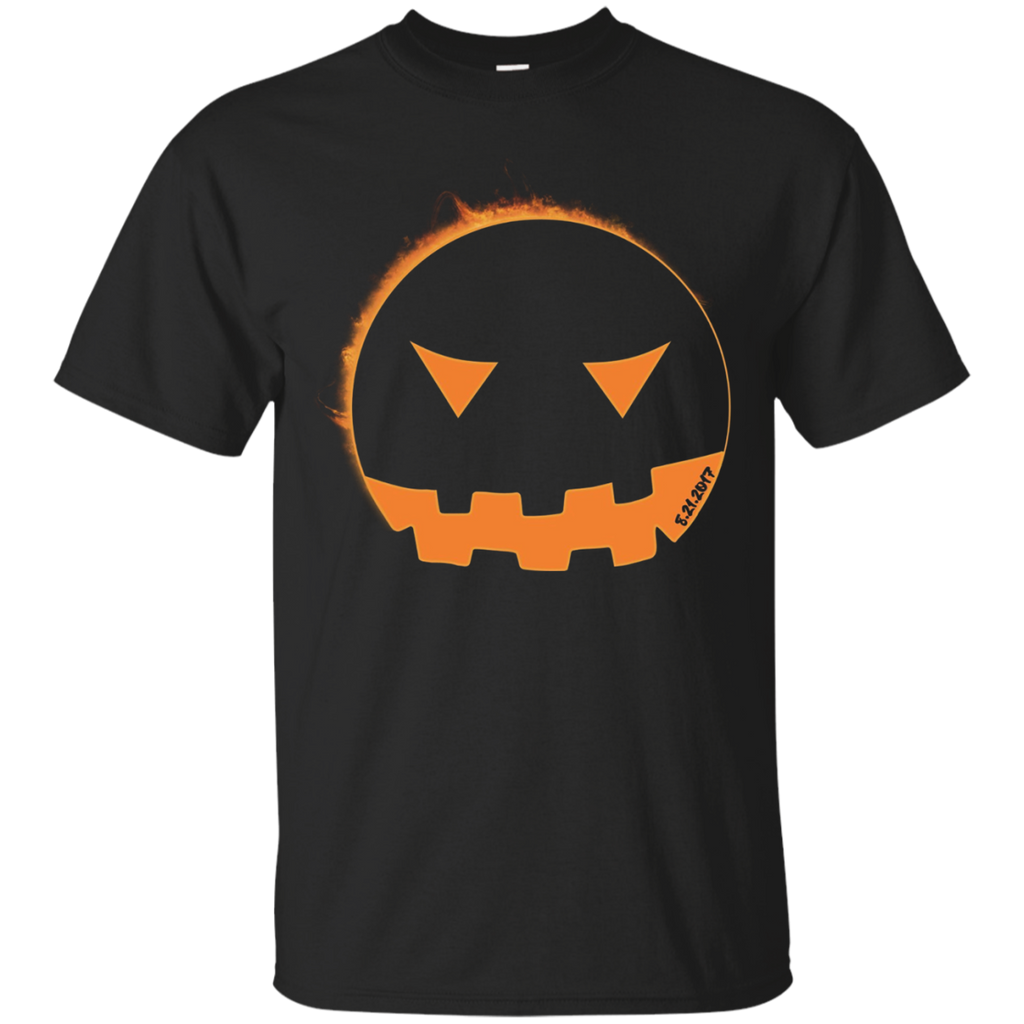 Pumpkin Solar Eclipse Shirt Halloween Jack O Lantern_Black