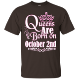 Queens Are Born On October 2nd Funny Birthday T-Shirt_Black