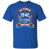October 1942 75th Birthday 75 Years Old Gift T-Shirt_Black